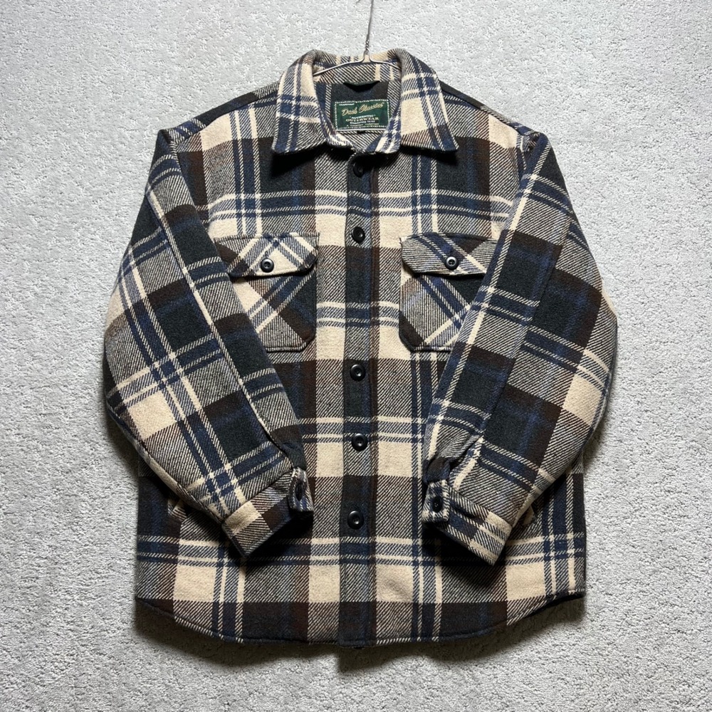 VINTAGE Dash Classics Shirt Jacket Mens Large Plaid Quilted Lined Wool Blend 90s